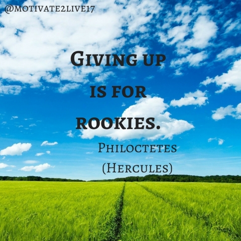 Giving up is for rookies.